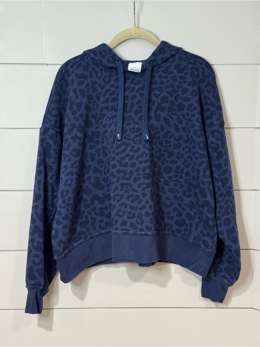 Nike Navy Animal Print Hooded Pullover Sweatshirt Size L - Picture 2 of 5